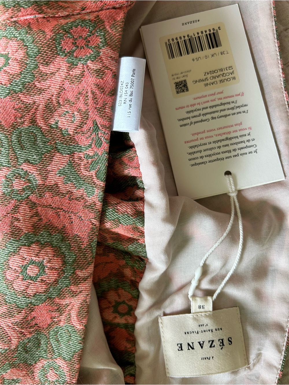 Sezane Danie Blouse Jacquard Spring - Size 38 - Picture 3 of 5